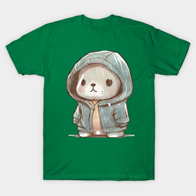 Cartoon Seal Wearing Hoodie T-Shirt by Chromatic Fusion Studio